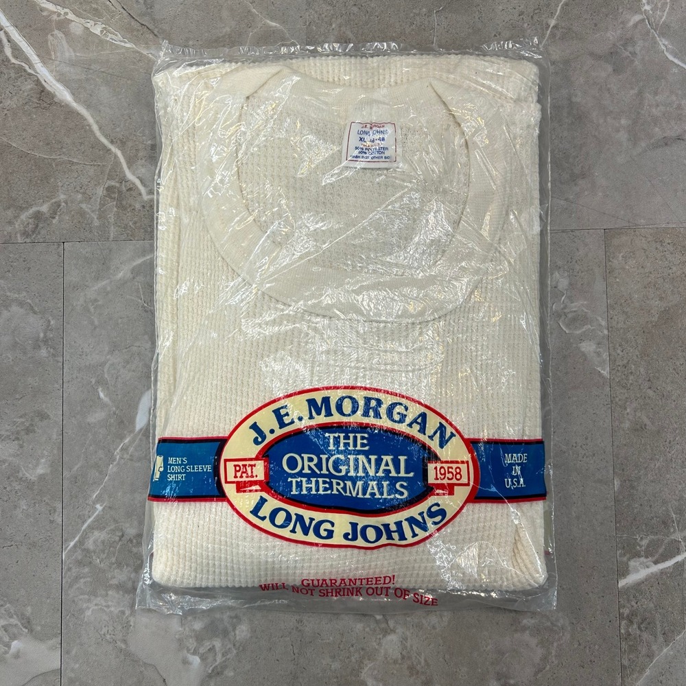 Vintage JE Morgan Thermal Shirt Mens XL Deadstock Made in USA Waffle Long Sleeve